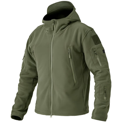 Men’s Tactical Fleece Jacket | Warm Hooded Outdoor Zip Up