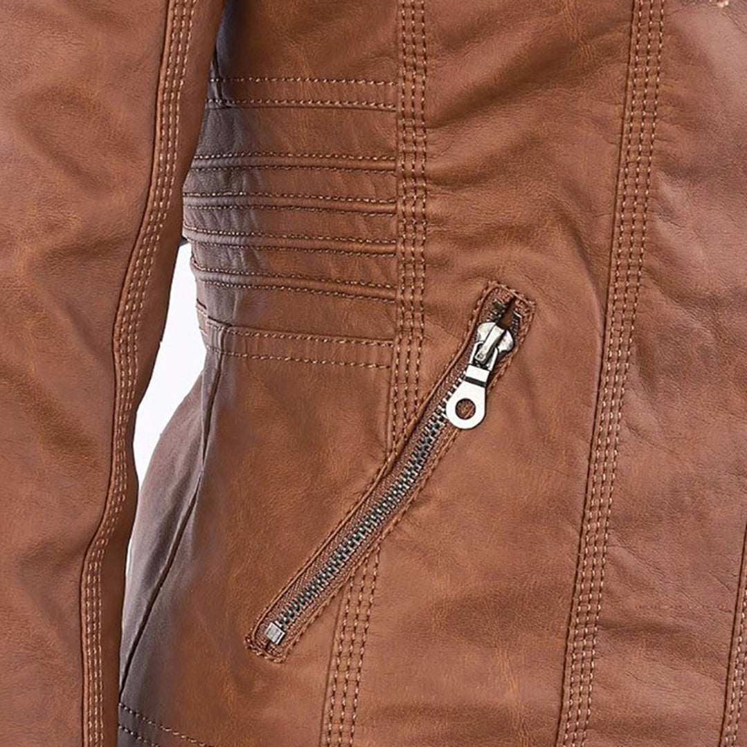 W&W - Damen Lederjacke mit Kapuze - Image 10