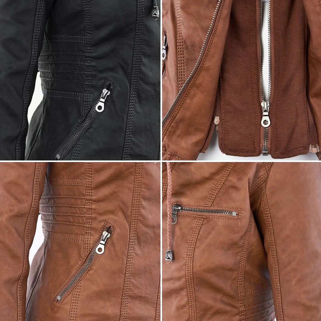 W&W - Damen Lederjacke mit Kapuze - Image 18