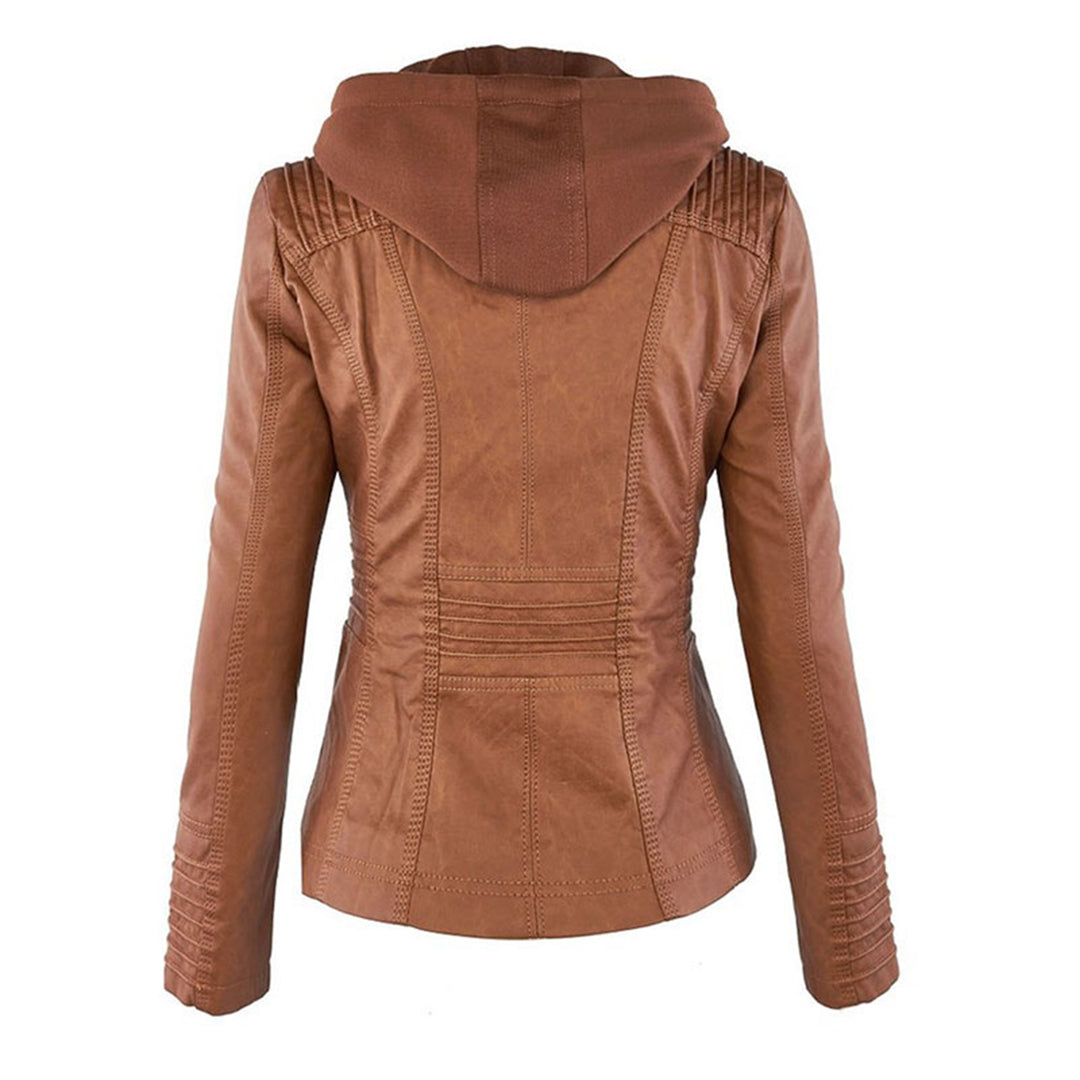 W&W - Damen Lederjacke mit Kapuze - Image 3