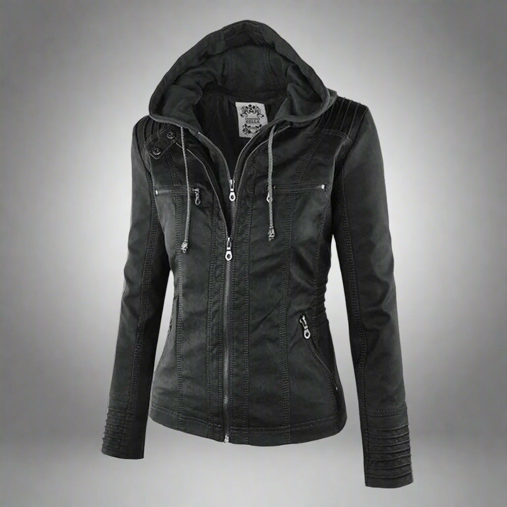 W&W - Damen Lederjacke mit Kapuze - Image 4