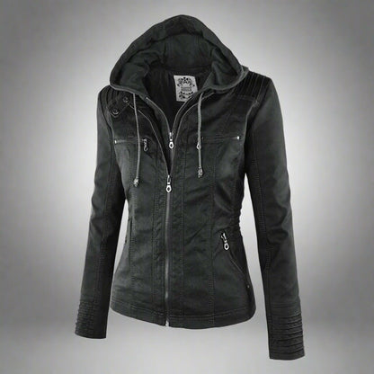 W&W - Damen Lederjacke mit Kapuze - Image 4
