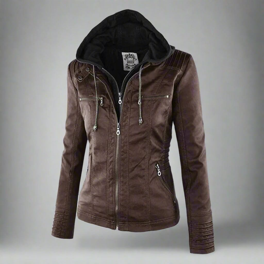 W&W - Damen Lederjacke mit Kapuze - Image 7