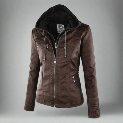 W&W - Damen Lederjacke mit Kapuze - Image 7